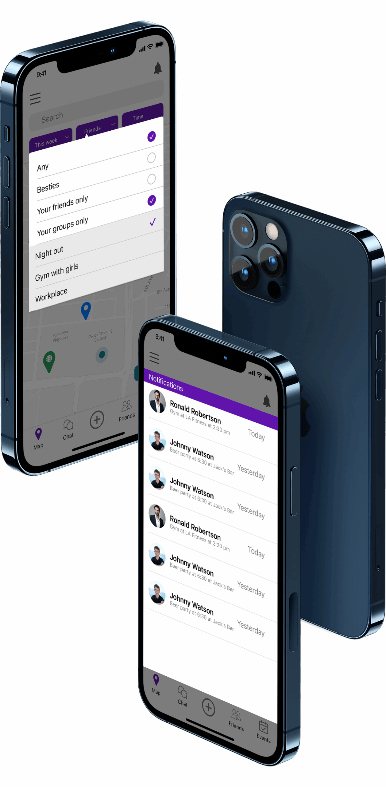 Quick Friends custom cross-platform app on smartphones